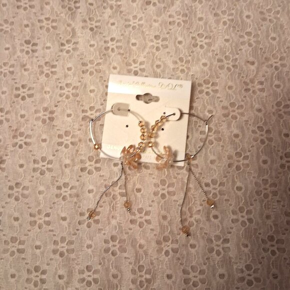 NEW Genuine Light Yellow Austrian Crystal Floral Hoop Earrings 30mm Jewelry Gift - Picture 6 of 7